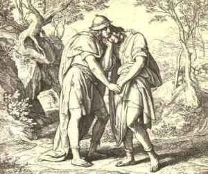 Jonathan_Lovingly_Taketh_His_Leave_of_David_by_Julius_Schnorr_von_Carolsfeld
